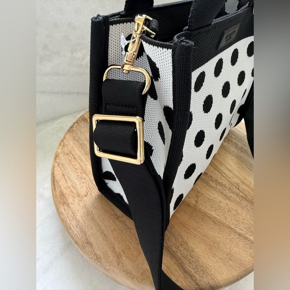 NWT • Kate Spade x Target Poka Dot Black & White Knit Crossbody Bag - Picture 15 of 16
